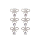 Orecchini con cristalli e fiocco in argento Self-portrait - donna 
