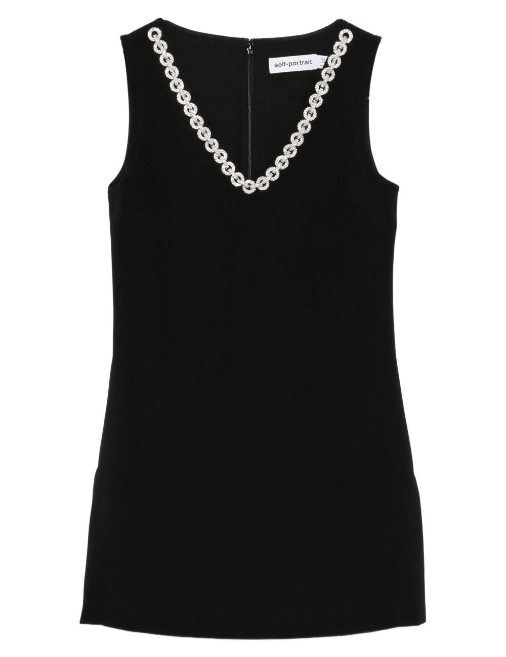 Abito con scollo a V e cristalli in nero Self-portrait - donna 