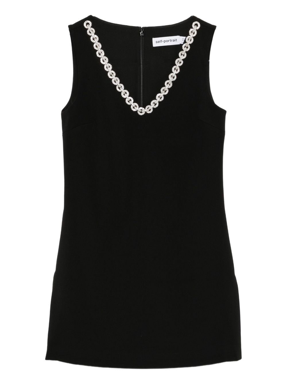 Abito con scollo a V e cristalli in nero Self-portrait - donna 