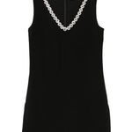 Abito con scollo a V e cristalli in nero Self-portrait - donna 