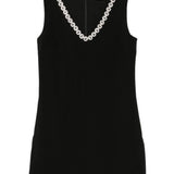 Abito con scollo a V e cristalli in nero Self-portrait - donna 