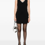 Abito con scollo a V e cristalli in nero Self-portrait - donna 