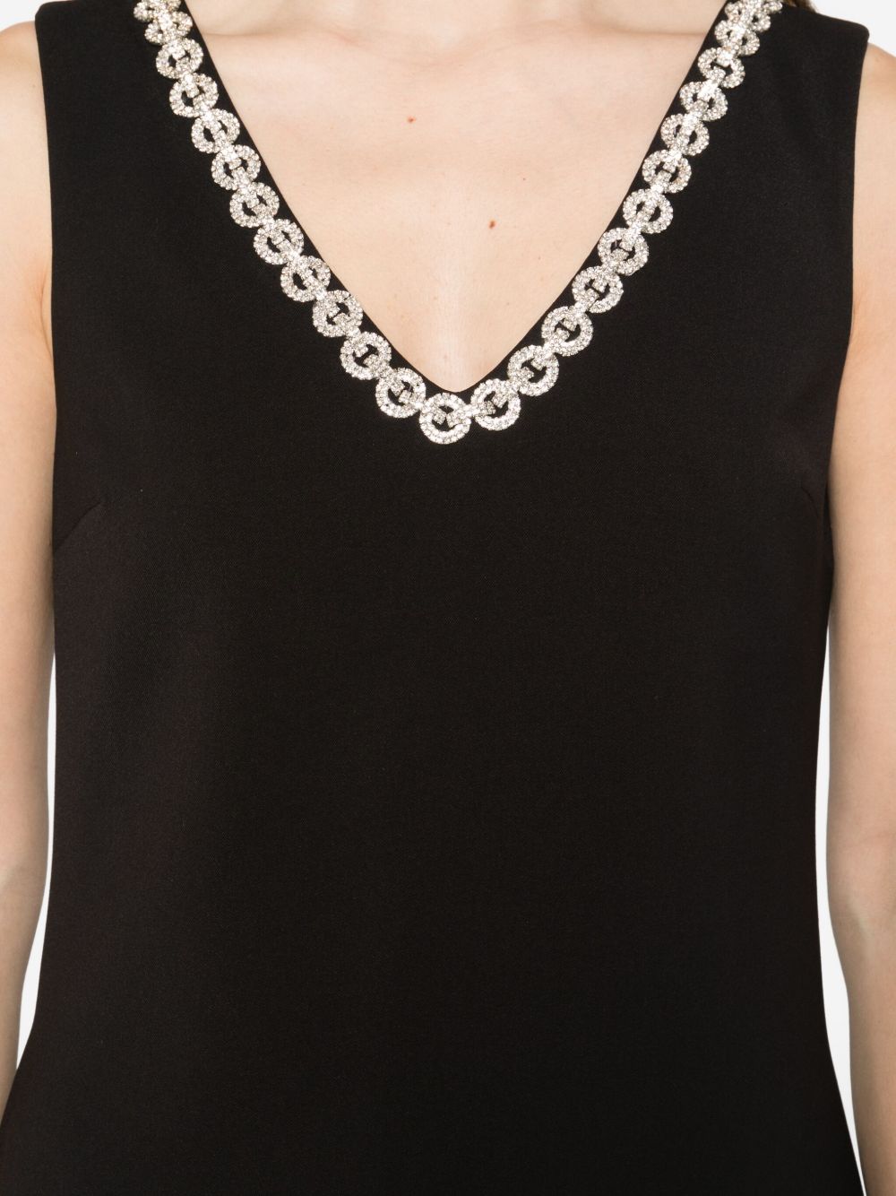 Abito con scollo a V e cristalli in nero Self-portrait - donna 