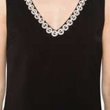 Abito con scollo a V e cristalli in nero Self-portrait - donna 