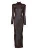 Abito a collo alto in marrone Self-portrait - donna
