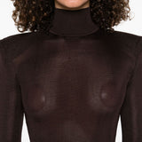 Abito a collo alto in marrone Self-portrait - donna 