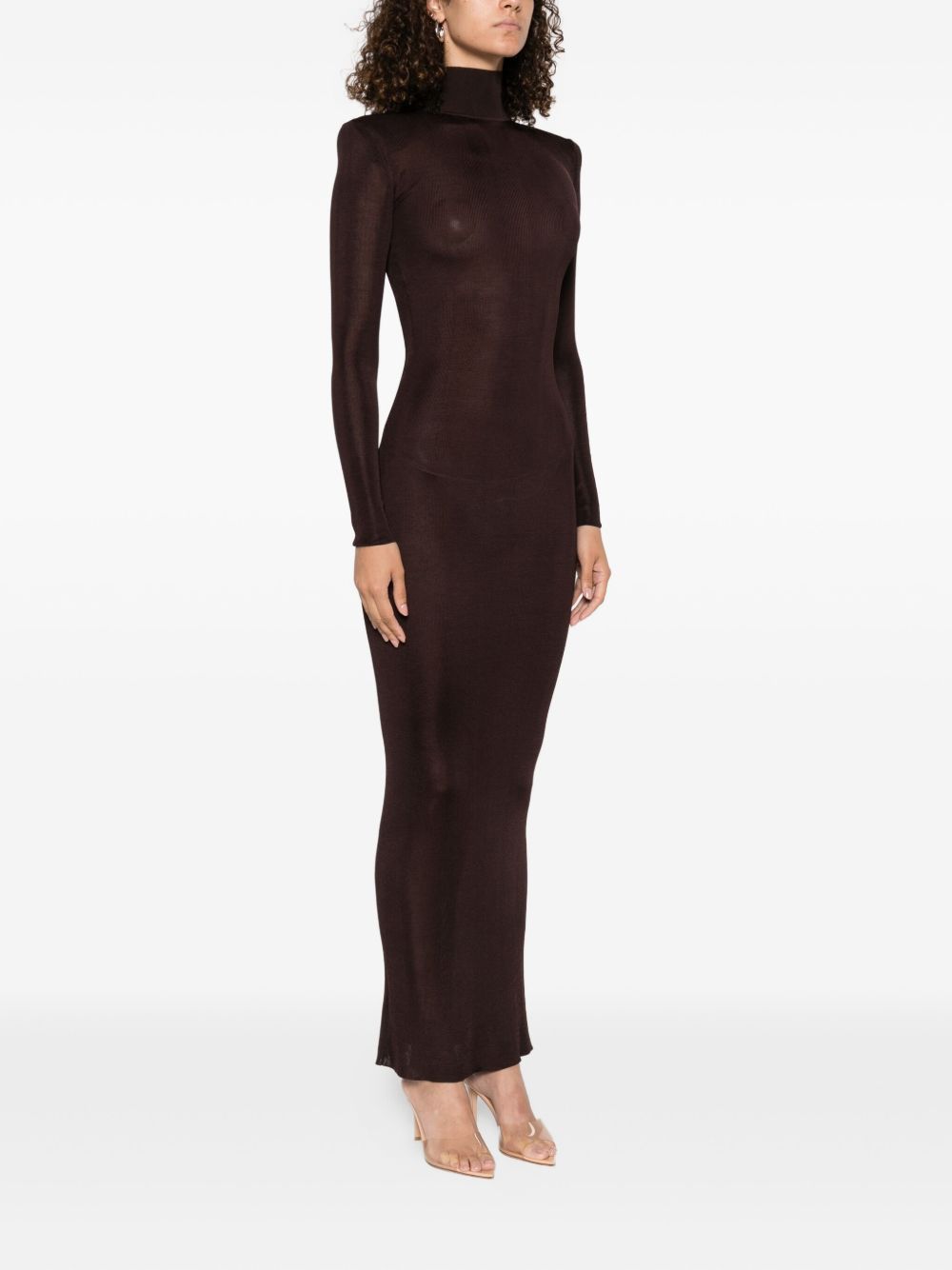 Abito a collo alto in marrone Self-portrait - donna 