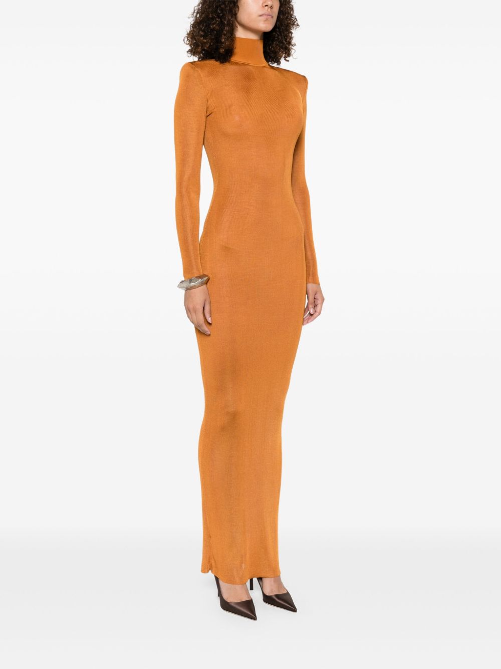 Abito a collo alto a maniche lunghe in marrone Self-portrait - donna 