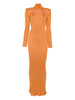 Self-Portrait - Women's Long Sleeve High Neck Dress in Brown