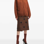 Gonna midi con applicazione a fiori in marrone Shushu/tong - donna 