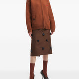 Gonna midi con applicazione a fiori in marrone Shushu/tong - donna 