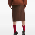 Gonna midi con applicazione a fiori in marrone Shushu/tong - donna 