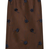 Gonna midi con applicazione a fiori in marrone Shushu/tong - donna 