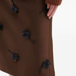 Gonna midi con applicazione a fiori in marrone Shushu/tong - donna 