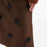 Gonna midi con applicazione a fiori in marrone Shushu/tong - donna 