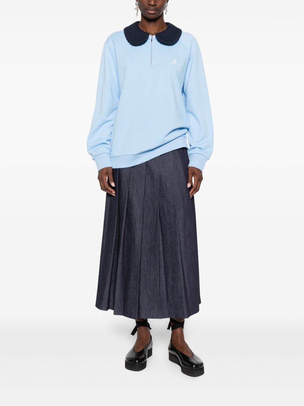 Felpa con colletto in contrasto blu SHUSHU/TONG - donna 