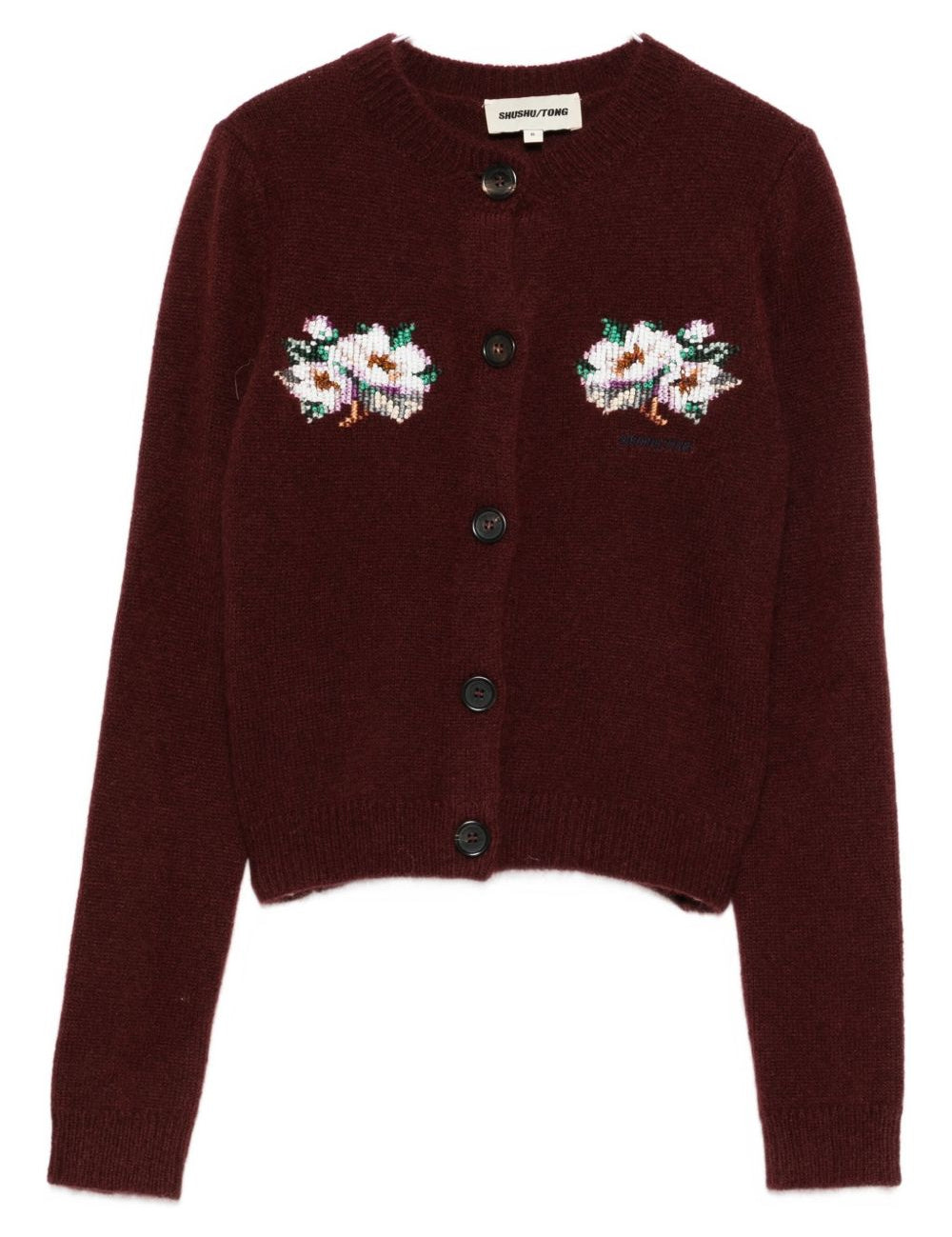 Cardigan con ricamo florele in bordeaux Shushu/tong - donna 