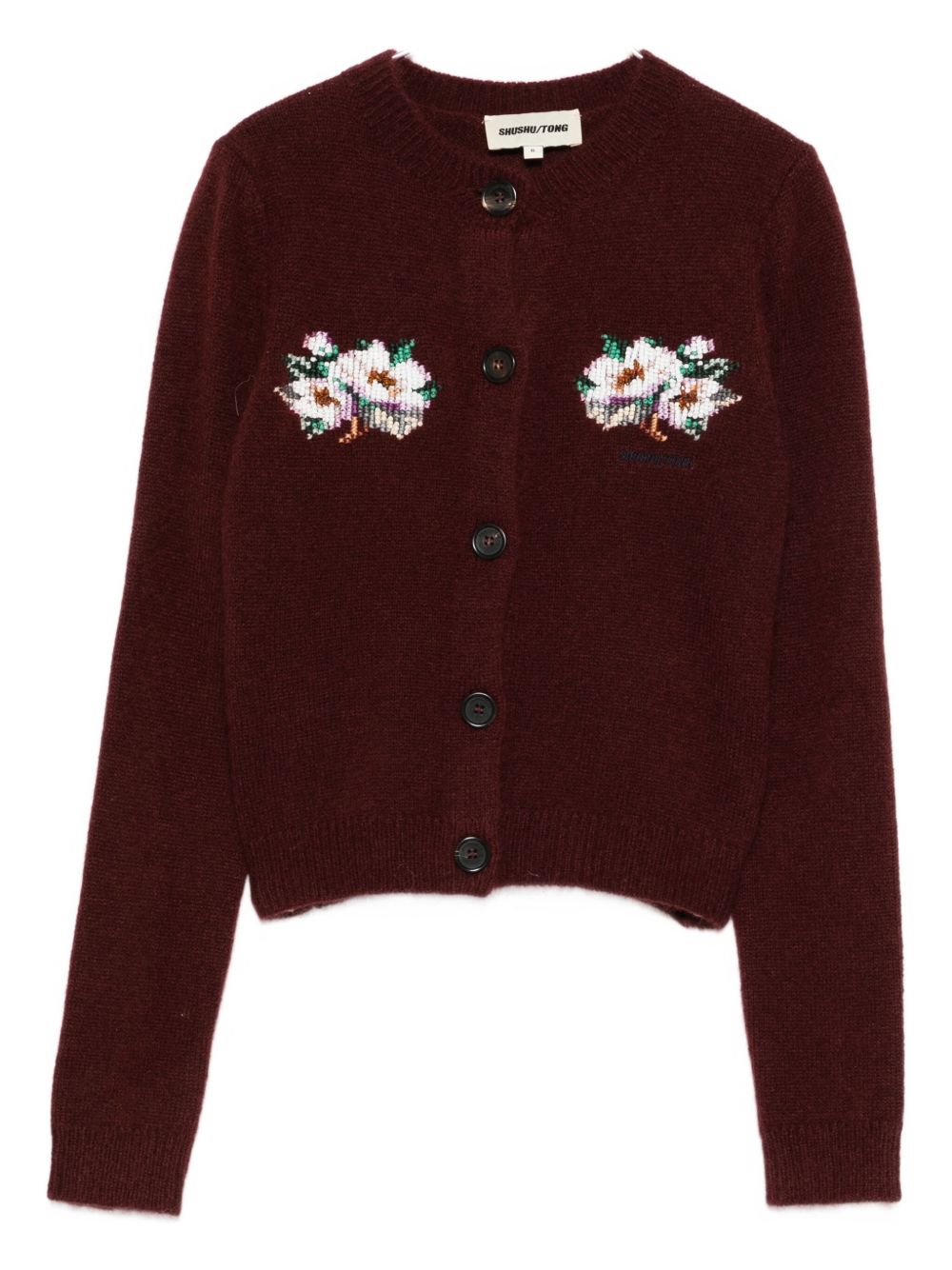 Cardigan con ricamo florele in bordeaux Shushu/tong - donna 