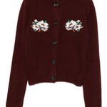Cardigan con ricamo florele in bordeaux Shushu/tong - donna 