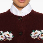 Cardigan con ricamo florele in bordeaux Shushu/tong - donna 
