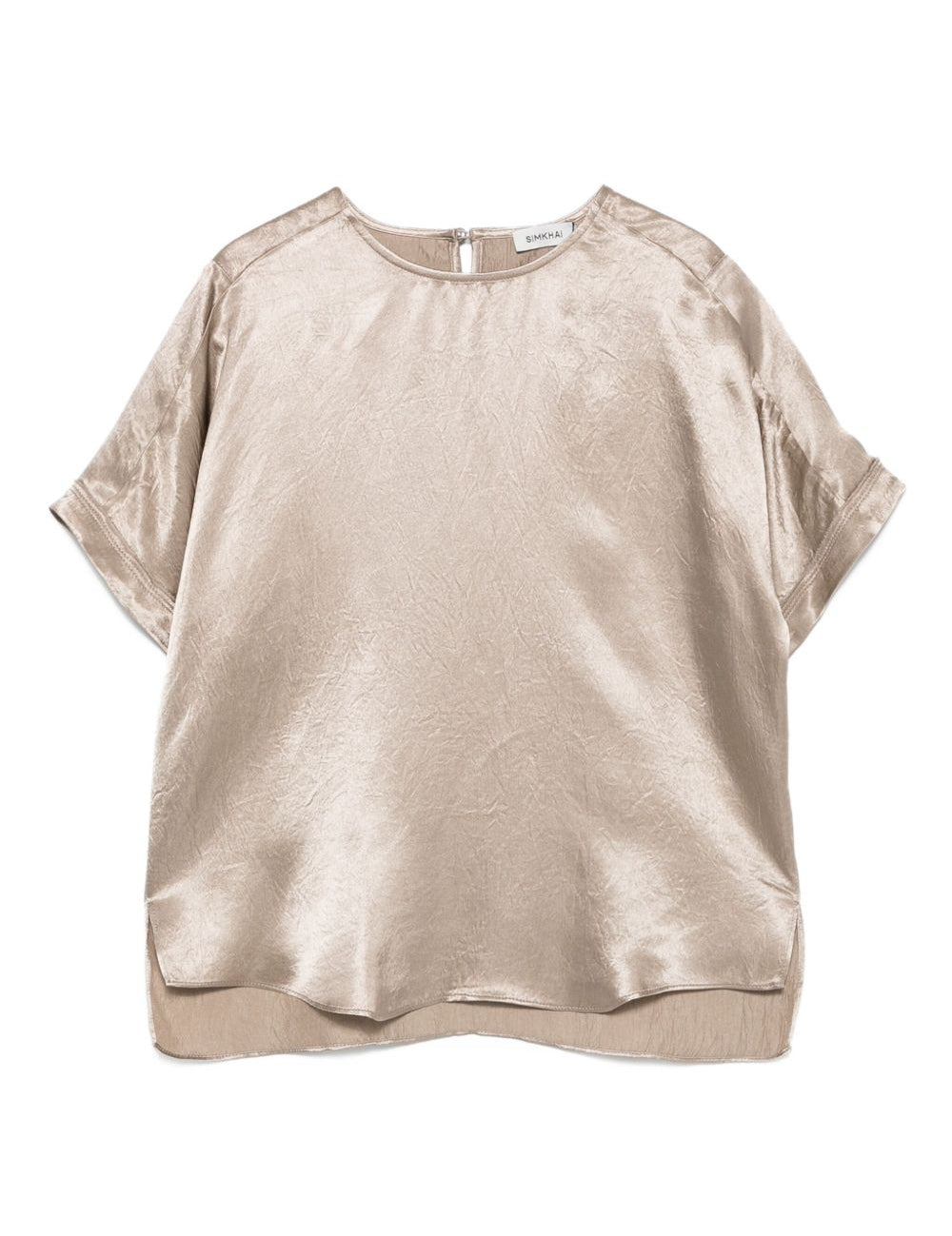 Top satinato a maniche corte in beige Simkhai - donna 