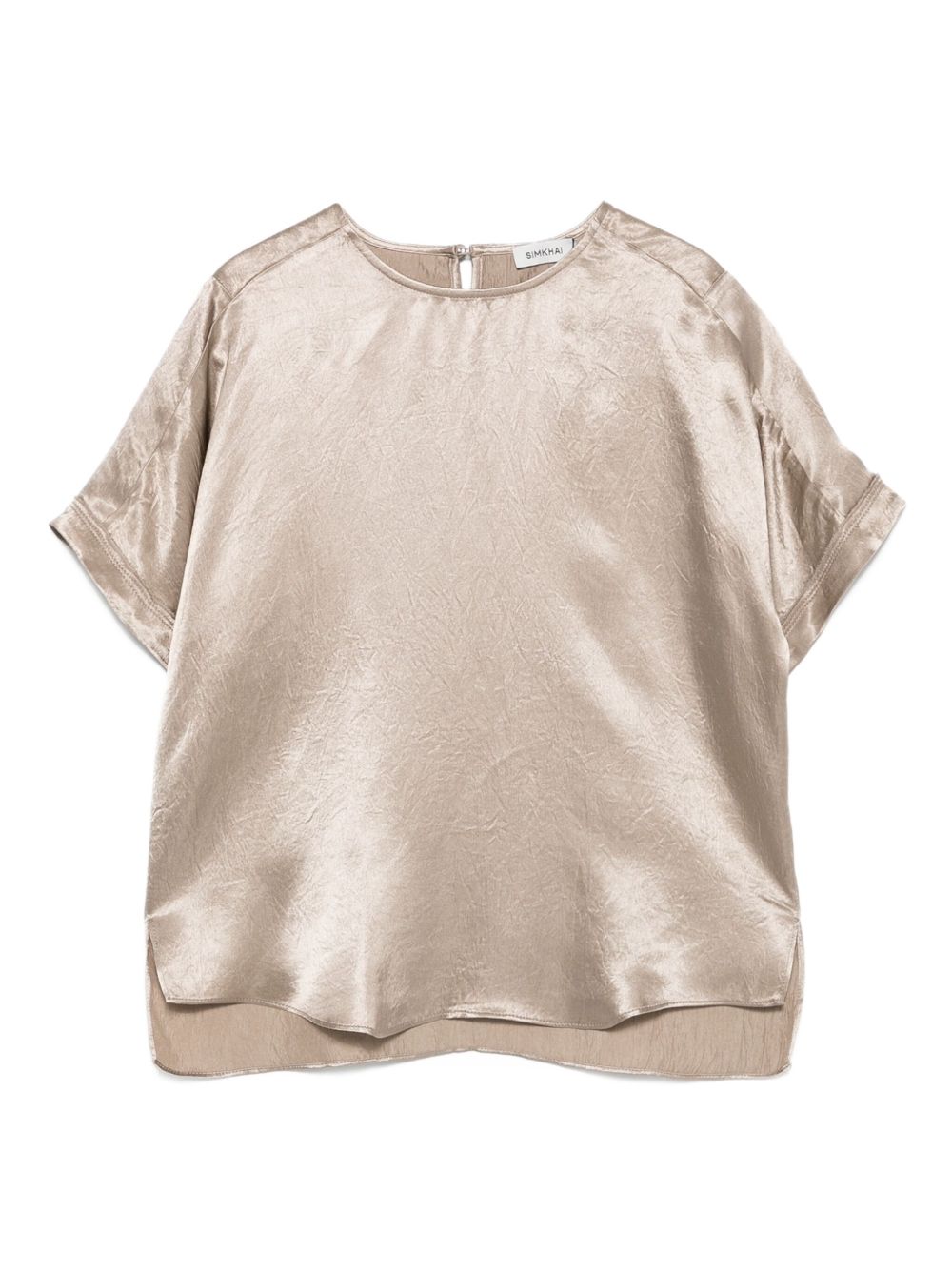 Top satinato a maniche corte in beige Simkhai - donna 