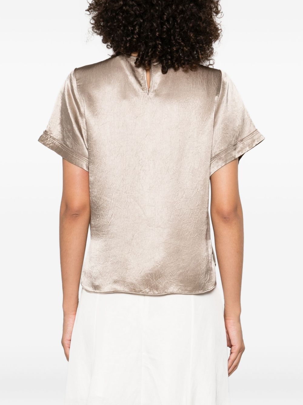 Top satinato a maniche corte in beige Simkhai - donna 
