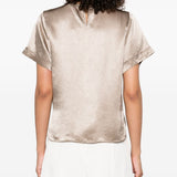 Top satinato a maniche corte in beige Simkhai - donna 