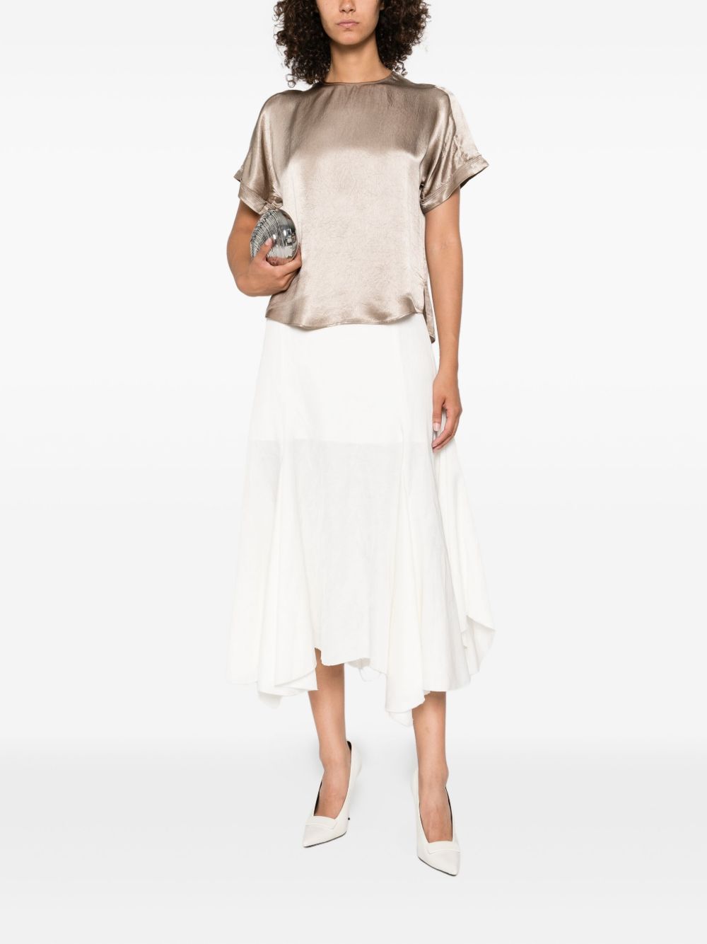 Top satinato a maniche corte in beige Simkhai - donna 