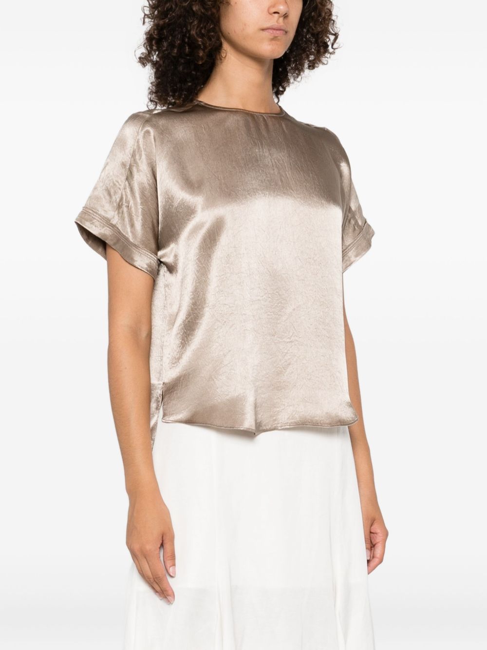 Top satinato a maniche corte in beige Simkhai - donna 