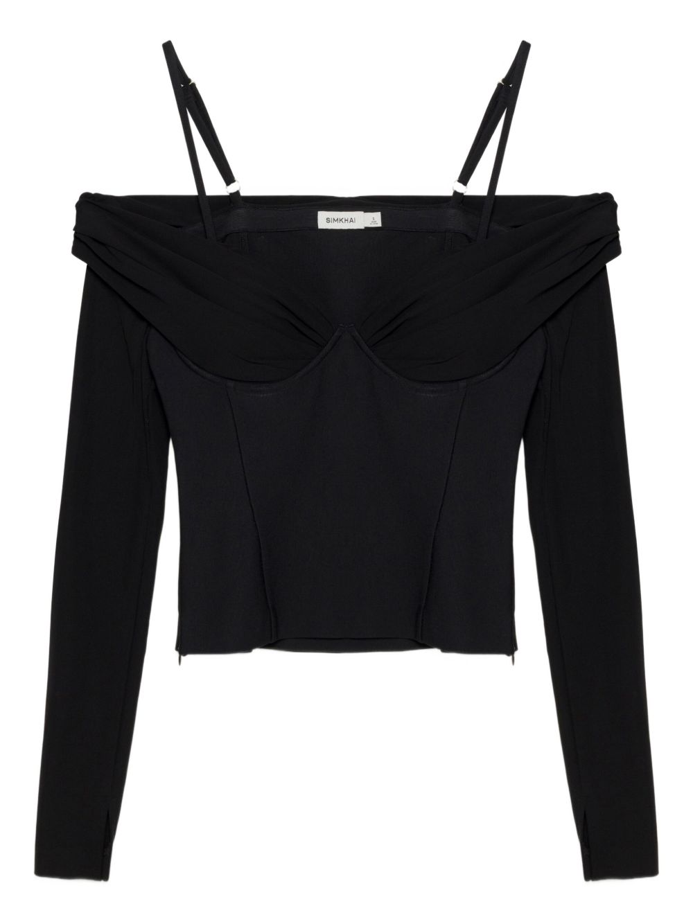 Top drappeggiato con spalle scoperte in nero Simkhai - donna 