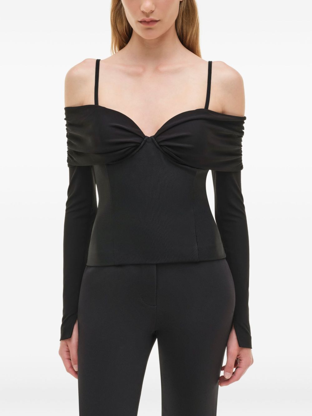 Top drappeggiato con spalle scoperte in nero Simkhai - donna 