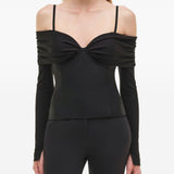 Top drappeggiato con spalle scoperte in nero Simkhai - donna 