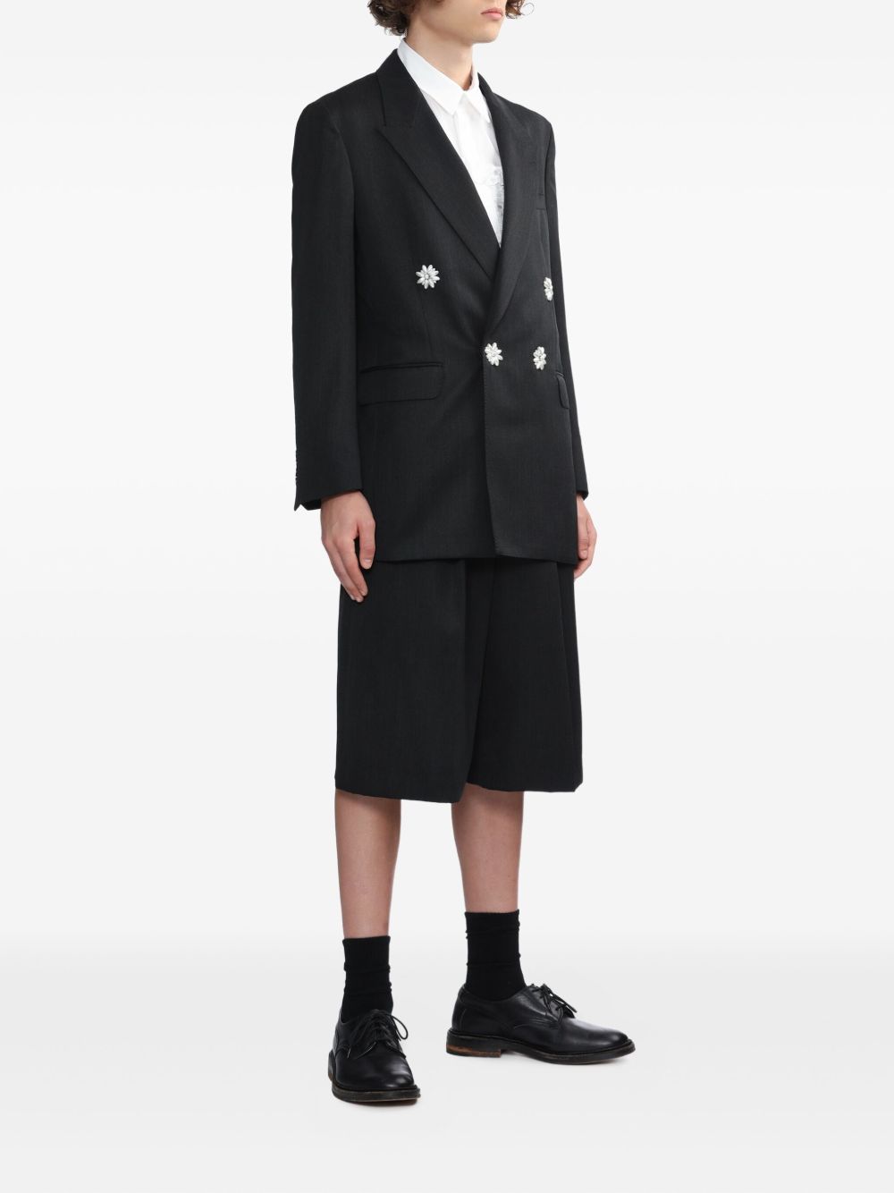 Bermuda plissettati con cintura in nero Simone rocha - uomo 