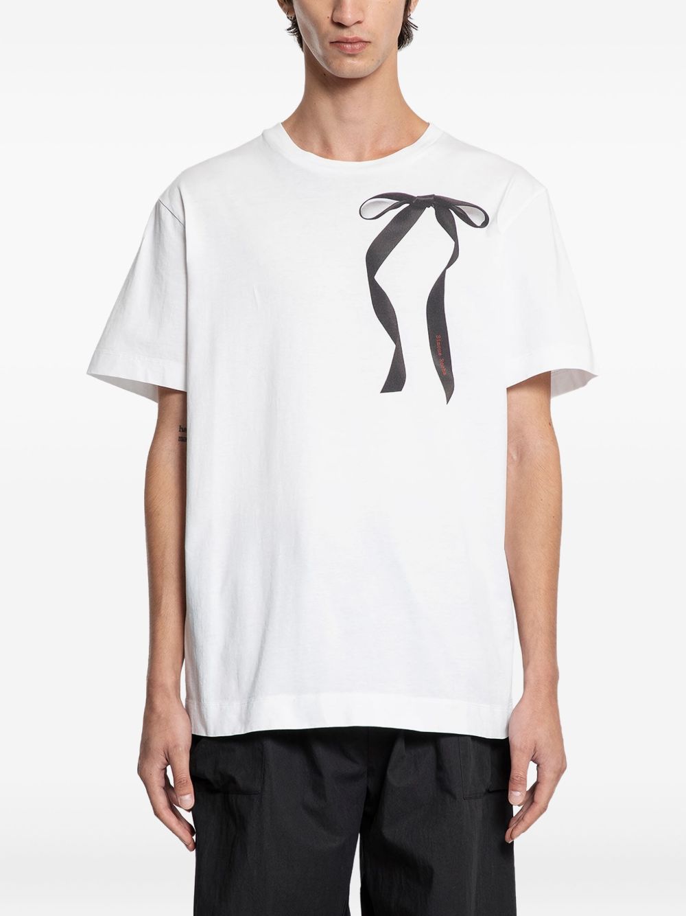 Polo con stampa a nastro in bianco Simone rocha - uomo 