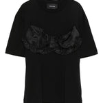 T-shirt con pannelli in raso con volant in nero Simone rocha - donna 