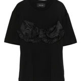 T-shirt con pannelli in raso con volant in nero Simone rocha - donna 