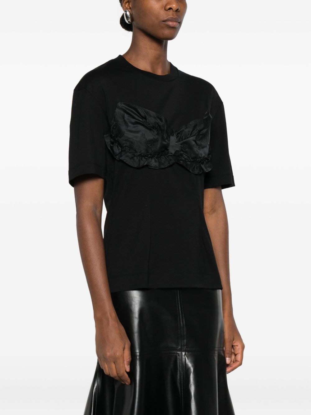 T-shirt con pannelli in raso con volant in nero Simone rocha - donna 