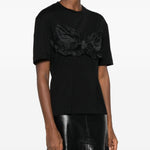 T-shirt con pannelli in raso con volant in nero Simone rocha - donna 