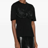 T-shirt con pannelli in raso con volant in nero Simone rocha - donna 
