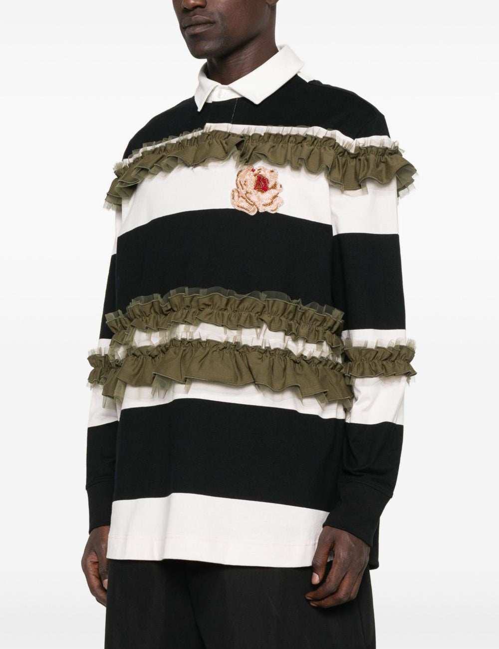Polo a righe con ruches in bianco e nero Simone rocha - donna 