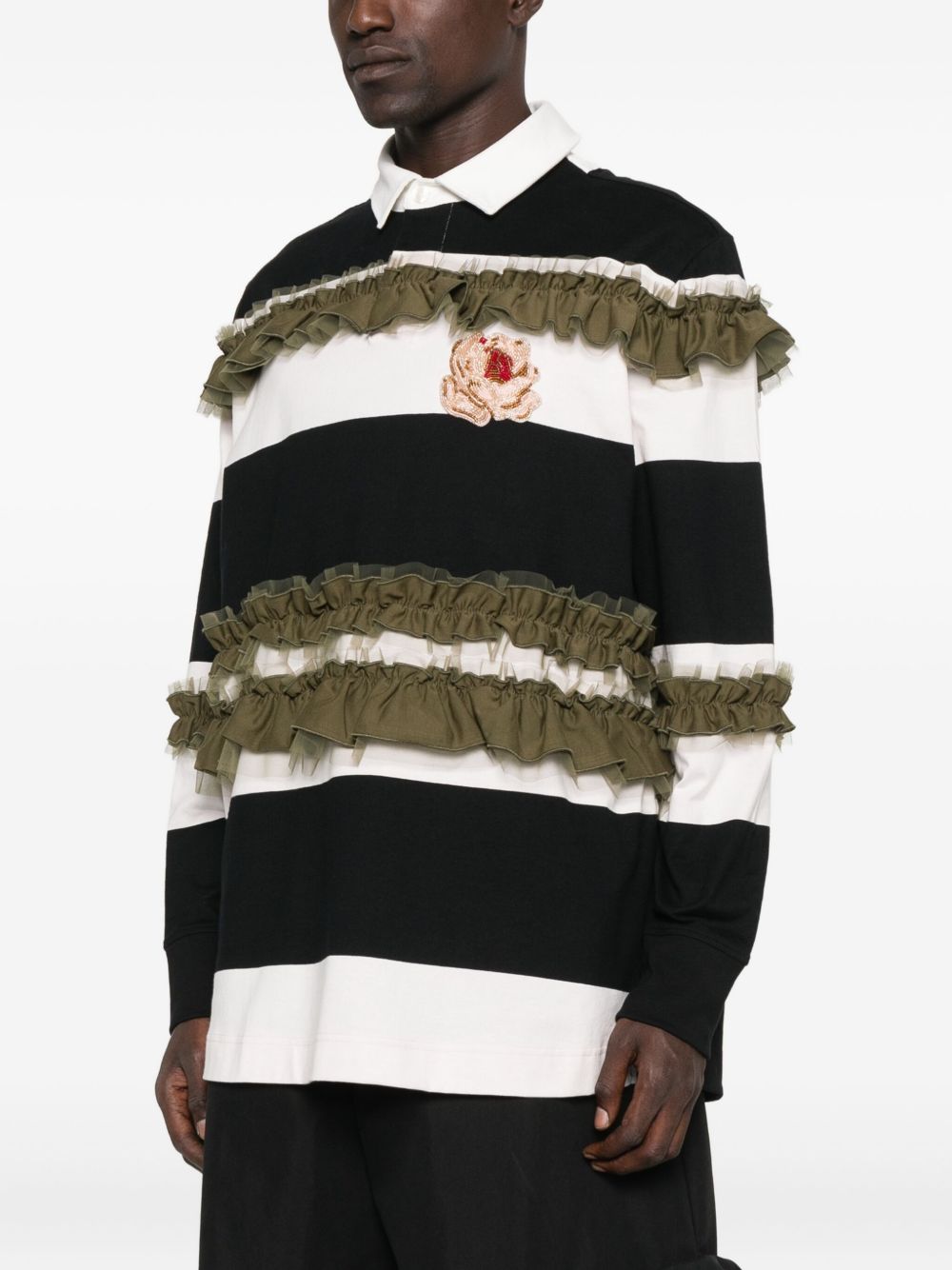 Polo a righe con ruches in bianco e nero Simone rocha - donna 