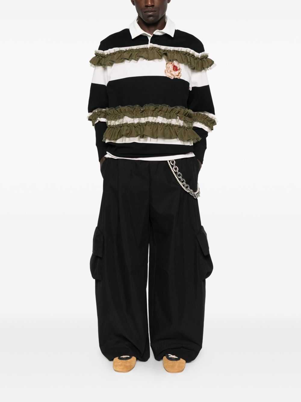 Polo a righe con ruches in bianco e nero Simone rocha - donna 