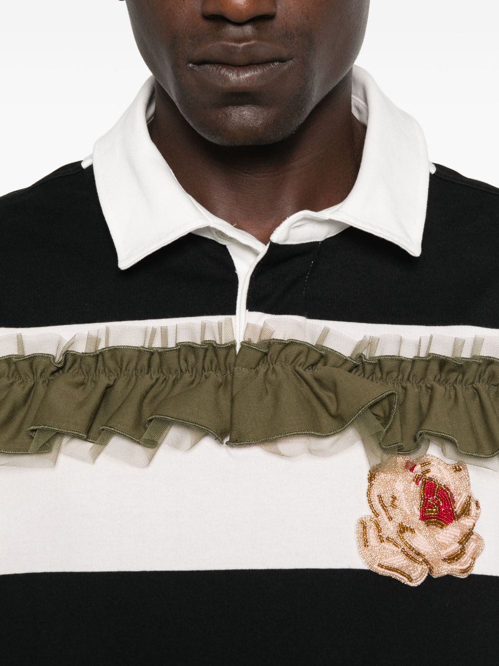 Polo a righe con ruches in bianco e nero Simone rocha - donna 