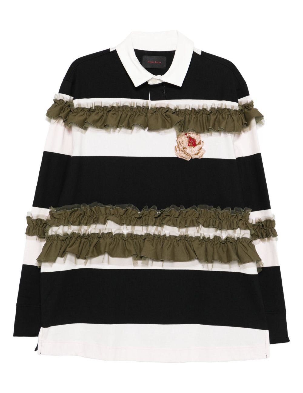 Polo a righe con ruches in bianco e nero Simone rocha - donna 