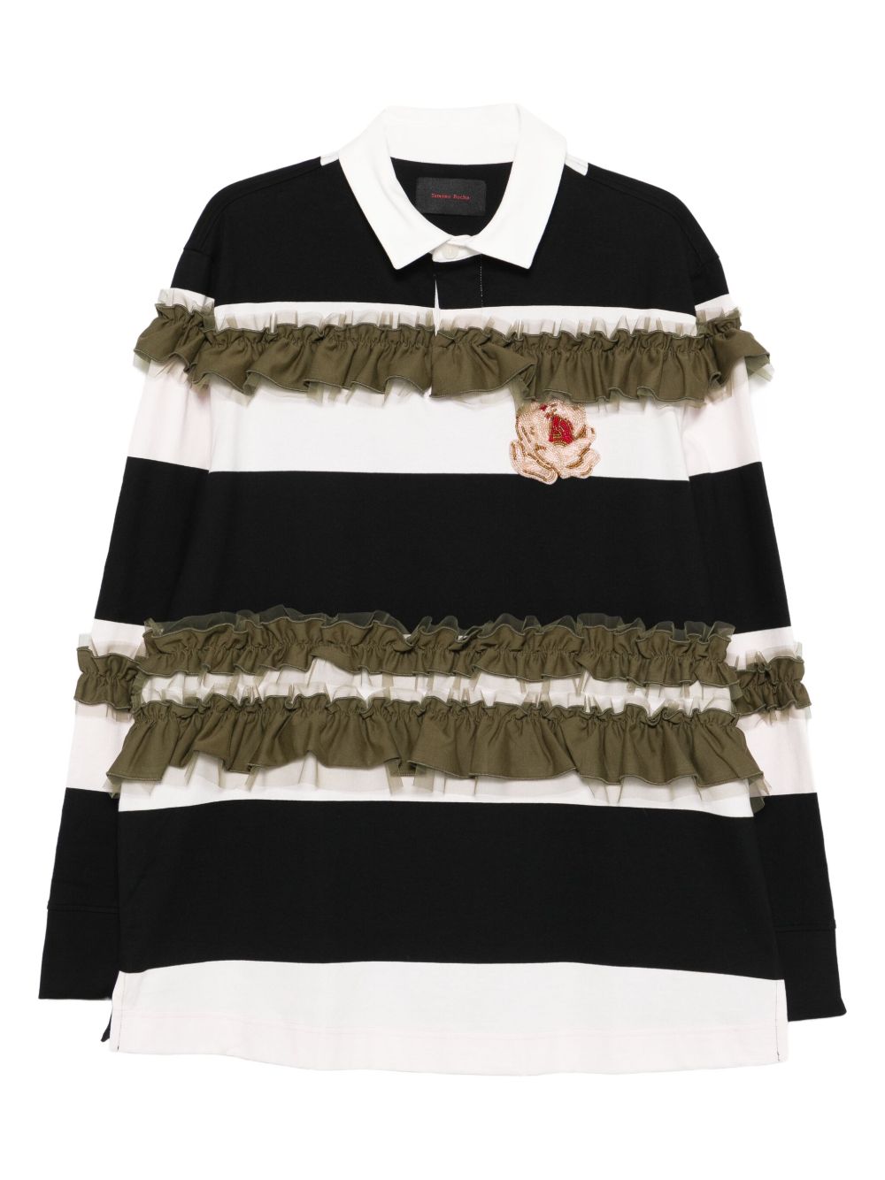 Polo a righe con ruches in bianco e nero Simone rocha - donna 