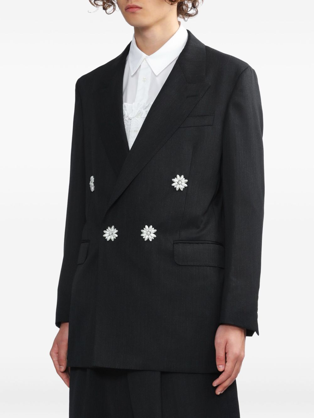 Blazer doppiopetto con decorazione in nero Simone Rocha - donna 