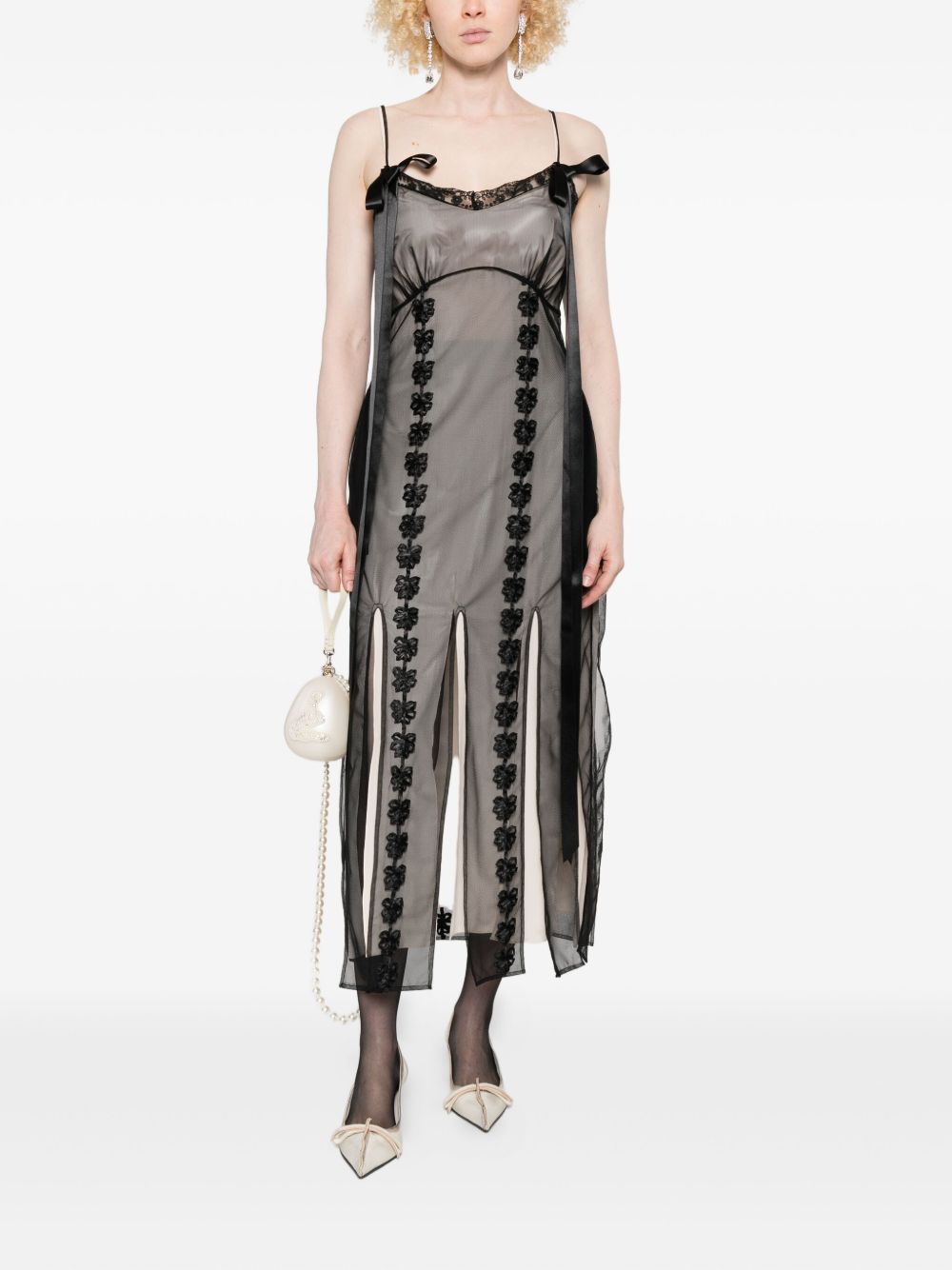 Abito lungo a strati in nero e avorio Simone Rocha - donna 