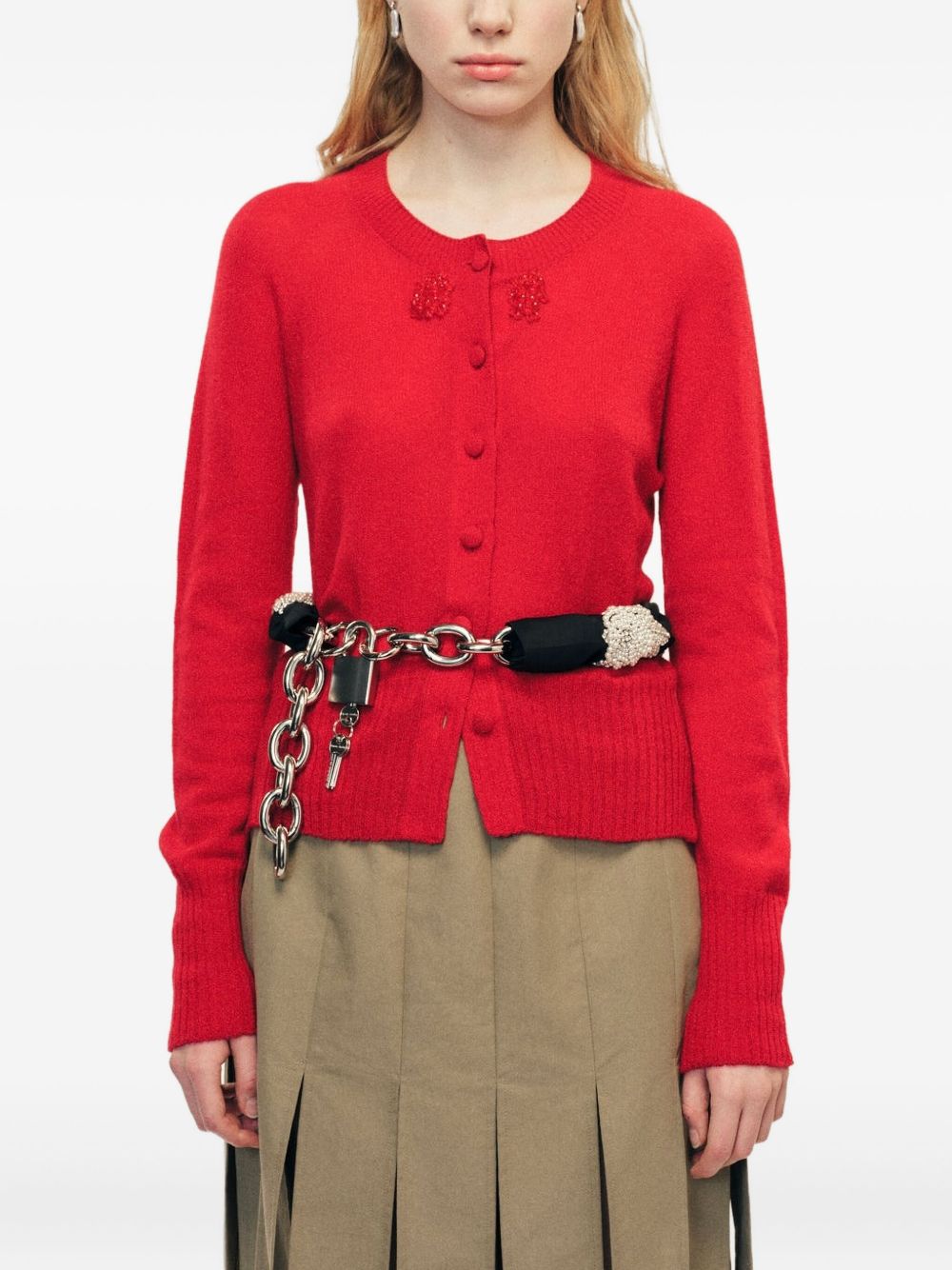 Cardigan con bottoni in rosso Simone Rocha - donna 