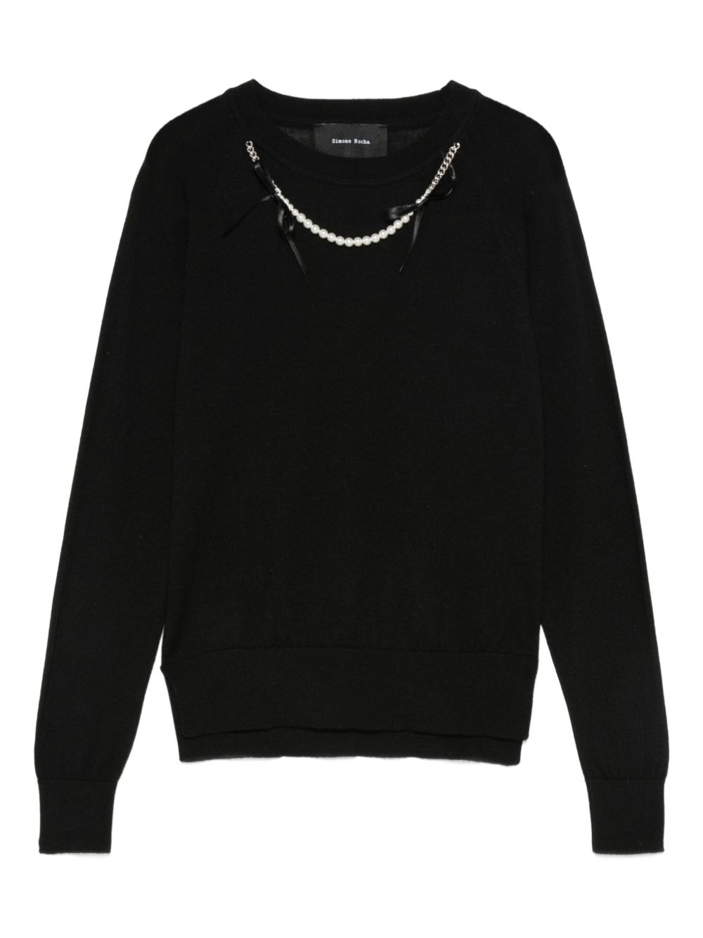 Maglione con decorazione di perle in nero Simone rocha - donna 